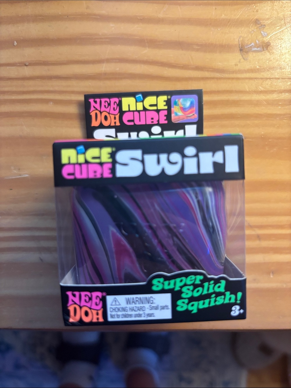 Rare Needoh-Nice Cube Swirl Squishy - Purple & Black Swirl